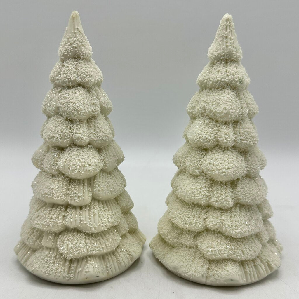 Set of 4 Department 56 Vintage Winter Tales Of The Snowbabies Frosty Forest Ceramic Pine Trees in 2 Boxes /cb