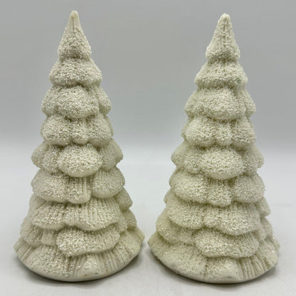 Set of 4 Department 56 Vintage Winter Tales Of The Snowbabies Frosty Forest Ceramic Pine Trees in 2 Boxes /cb