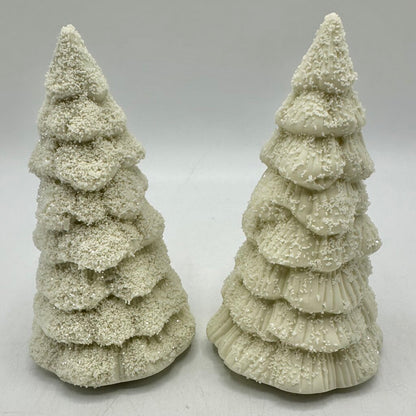 Set of 4 Department 56 Vintage Winter Tales Of The Snowbabies Frosty Forest Ceramic Pine Trees in 2 Boxes /cb