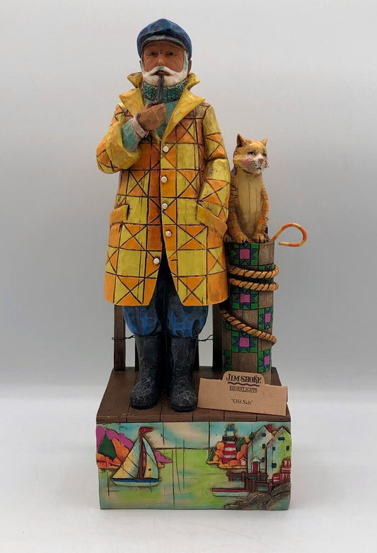 Jim Shore Shorelights 2004 "Old Salt" Sea Captain w/ Cat Figurine /b
