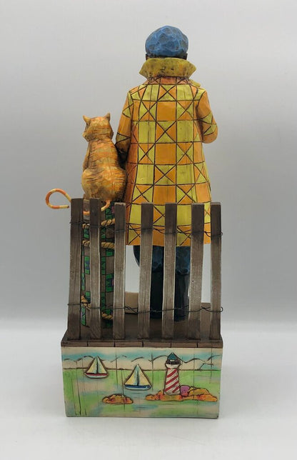 Jim Shore Shorelights 2004 "Old Salt" Sea Captain w/ Cat Figurine /b