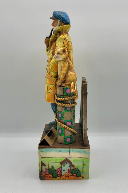 Jim Shore Shorelights 2004 "Old Salt" Sea Captain w/ Cat Figurine /b