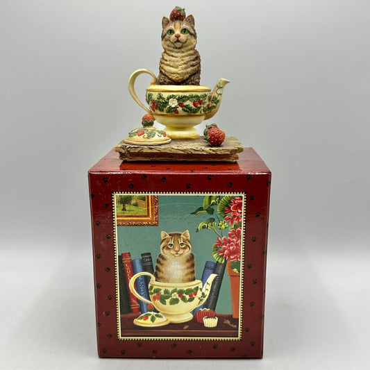 Curious Cats By Lang And Wise “Strawberry Tea” First Edition 2000 w/Box /cb