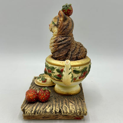 Curious Cats By Lang And Wise “Strawberry Tea” First Edition 2000 w/Box /cb