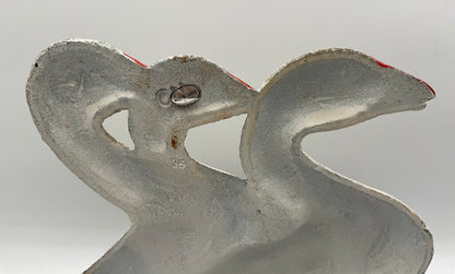 Vintage Painted Cast Iron Door Stop - 3 Walking White Ducks /s