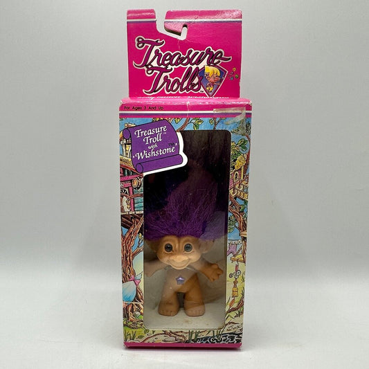 Vintage Ace Novelty Co. Treasure Troll With Wishstone Purple Hair New In Box /cb