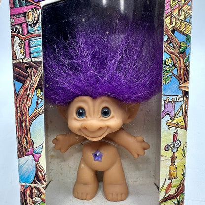 Vintage Ace Novelty Co. Treasure Troll With Wishstone Purple Hair New In Box /cb