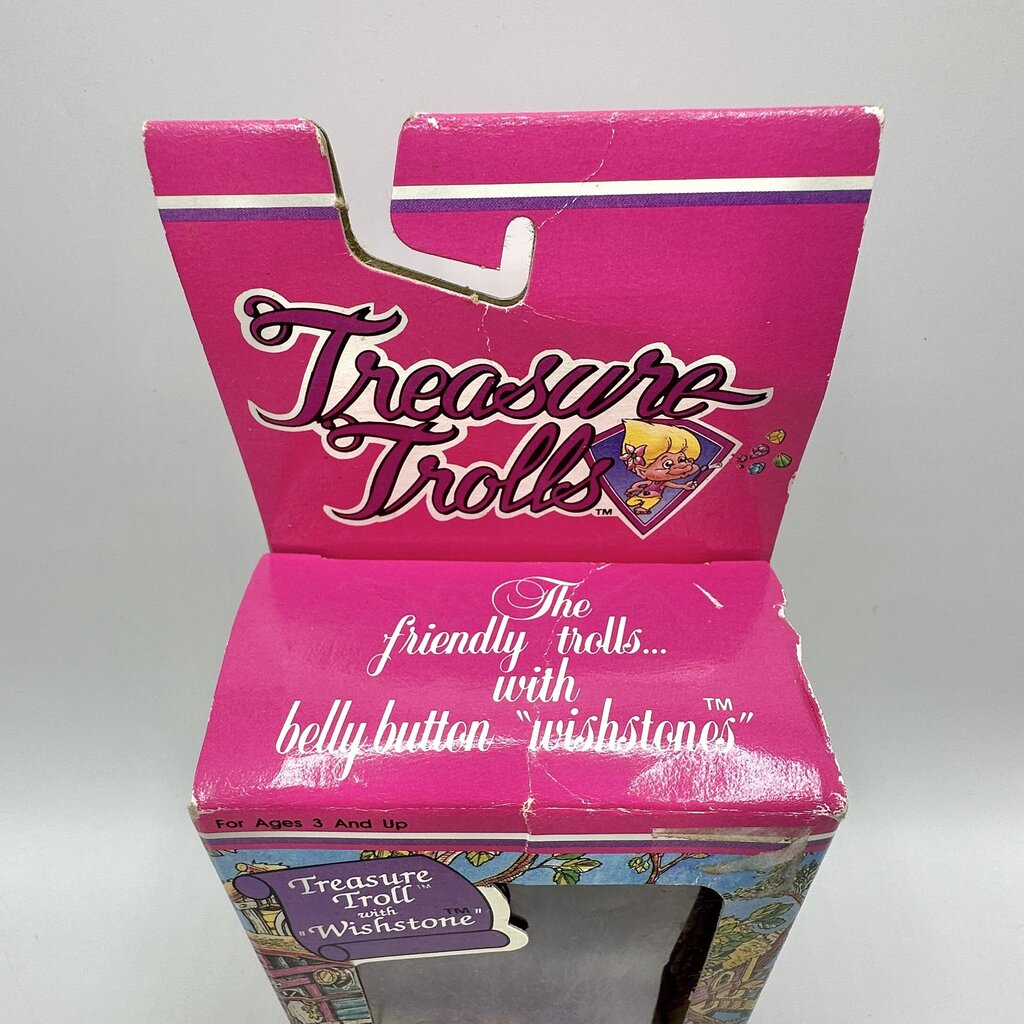 Vintage Ace Novelty Co. Treasure Troll With Wishstone Purple Hair New In Box /cb