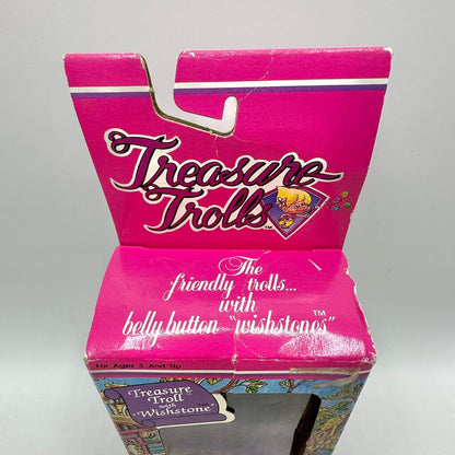 Vintage Ace Novelty Co. Treasure Troll With Wishstone Purple Hair New In Box /cb