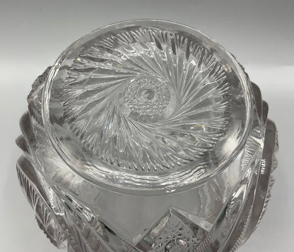 Vintage Early American Pressed Glass McKee Aztec Pattern Cookie Jar with Lid /s