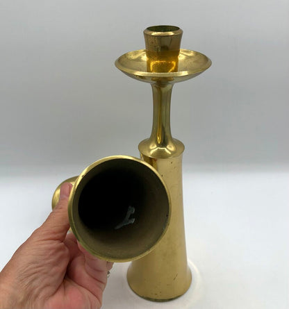 Pair 1950’s Jens Quistgaard Brass Candlesticks for Dan’s Denmark