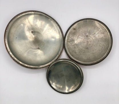 3 Vintage Copper Pot Lids Sm/ Med/ Lg. /b