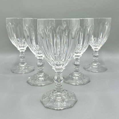 Set of 5 Vintage Mikasa Richelieu 7 Inch Crystal Water Goblets /cb