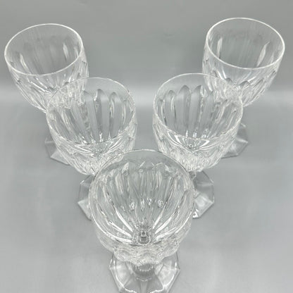 Set of 5 Vintage Mikasa Richelieu 7 Inch Crystal Water Goblets /cb