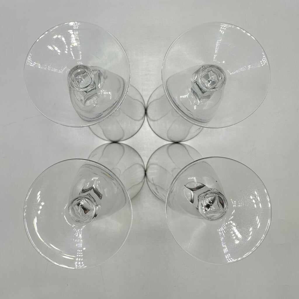 Set Of 4 Vintage Fostoria Bridal Belle Iced Tea Glasses Cut Leaves Platinum Trim Stem 6072 /cb