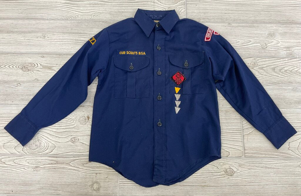 Vintage Boy Scout of America Cub Scout Official Uniform Long Sleeve Shirt & 5 Bandanas - Camp Pendalouan, Michigan /s