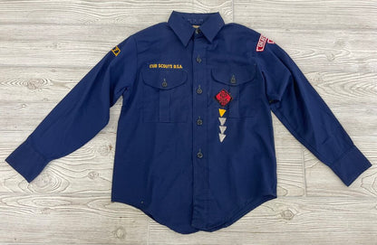 Vintage Boy Scout of America Cub Scout Official Uniform Long Sleeve Shirt & 5 Bandanas - Camp Pendalouan, Michigan /s