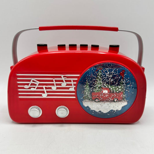 Gerson Illuminated Musical Red Retro Radio Christmas Snow Globe With Timer WORKS /cb