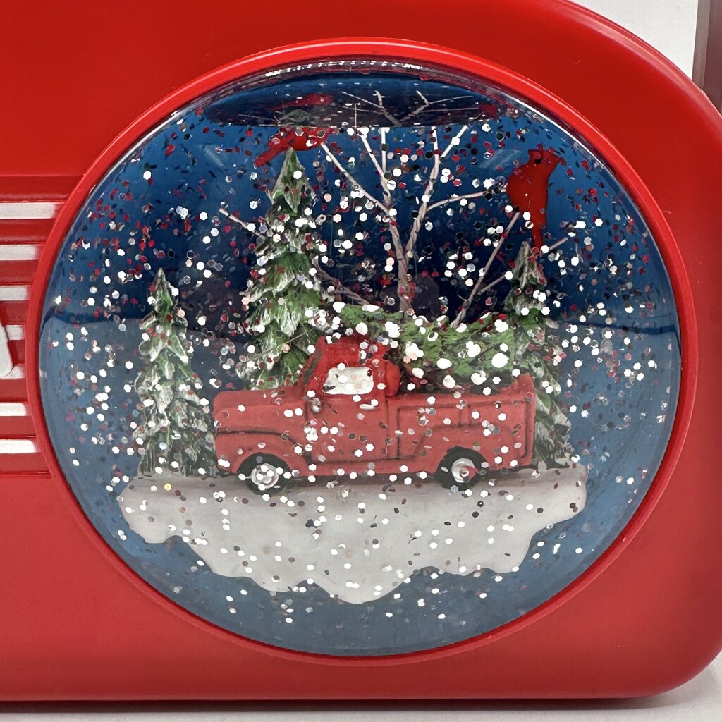 Gerson Illuminated Musical Red Retro Radio Christmas Snow Globe With Timer WORKS /cb