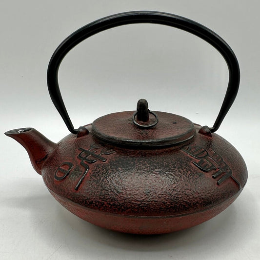 Japanese Cast Iron Tetsubin Teapot Enamel Lined w/Stainless Steel Infuser Red/Black /cb