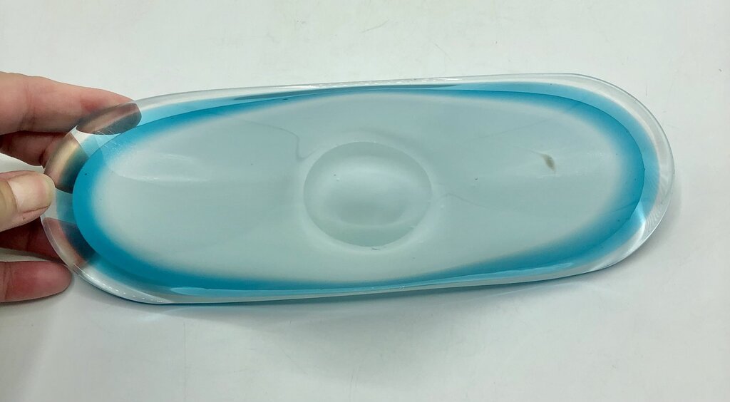 Vintage Murano Art Glass Dish Trinket Tray Blue /ro