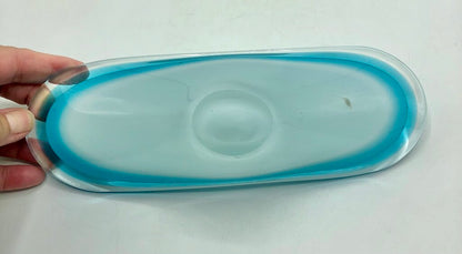 Vintage Murano Art Glass Dish Trinket Tray Blue /ro