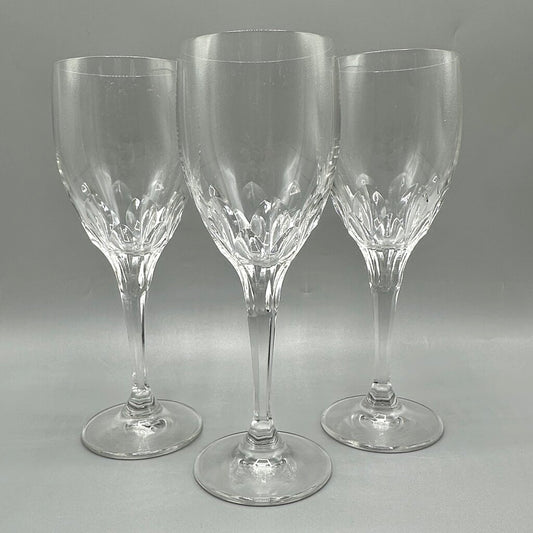 Set Of 3 Gorham Crystal Diamond Clear 7 5/8” Wine Glasses Made In Germany /cb