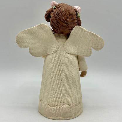 Vintage Carol Roeda Handmade Clay Singing Angel Holding A Teddy Bear /cb