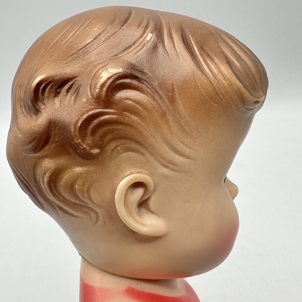 Vintage 1956 The Sun Rubber Company 10” Doll w/Red Molded Outfit & Shoes /cb