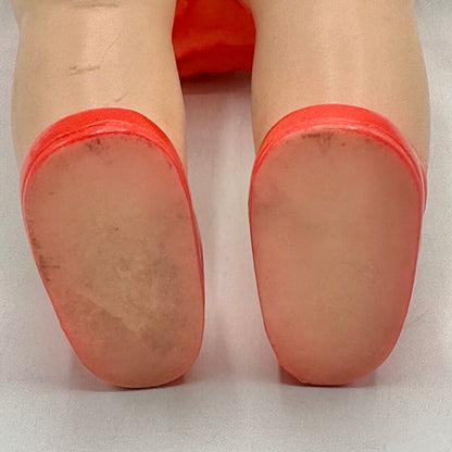 Vintage 1956 The Sun Rubber Company 10” Doll w/Red Molded Outfit & Shoes /cb