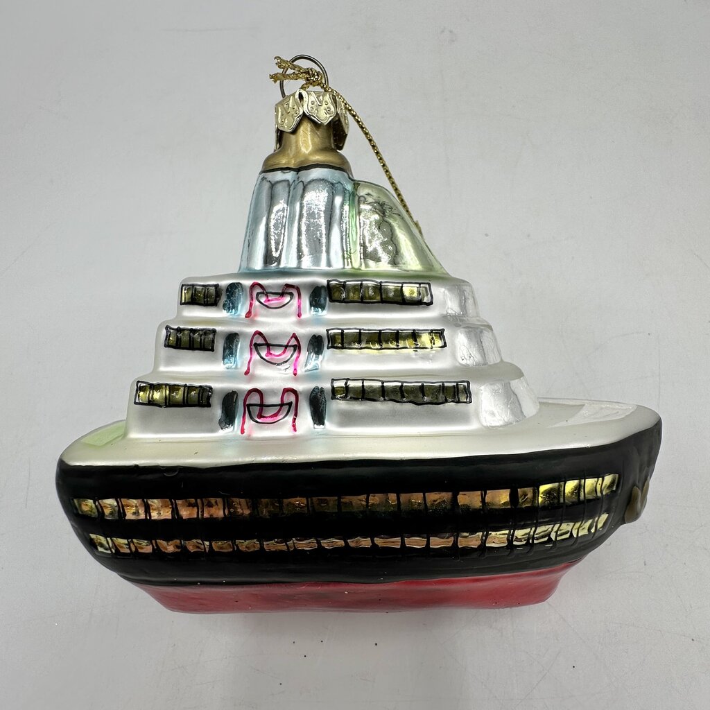 Set Of 3 Vintage Blown Glass Travel Themed Christmas Ornaments /cb