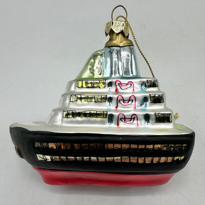 Set Of 3 Vintage Blown Glass Travel Themed Christmas Ornaments /cb