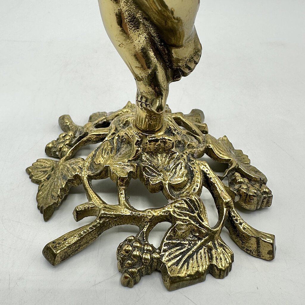 Vintage Brass Cherub Figural Candlestick Holder-11”Taper Candle Holder /cb