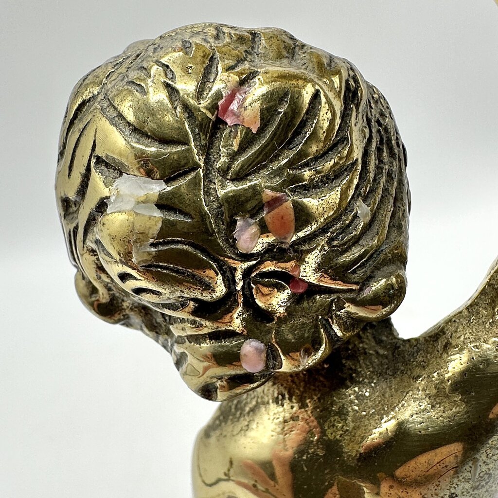 Vintage Brass Cherub Figural Candlestick Holder-11”Taper Candle Holder /cb