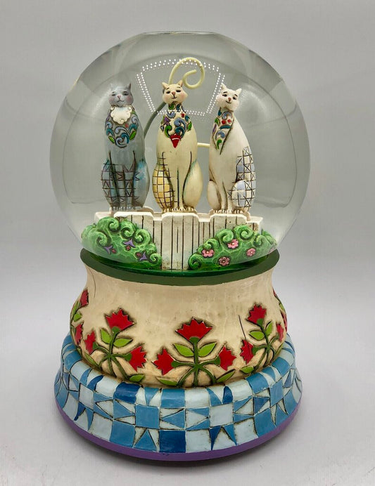 2008 Jim Shore “Kittens on the Fence” Musical Globe /b