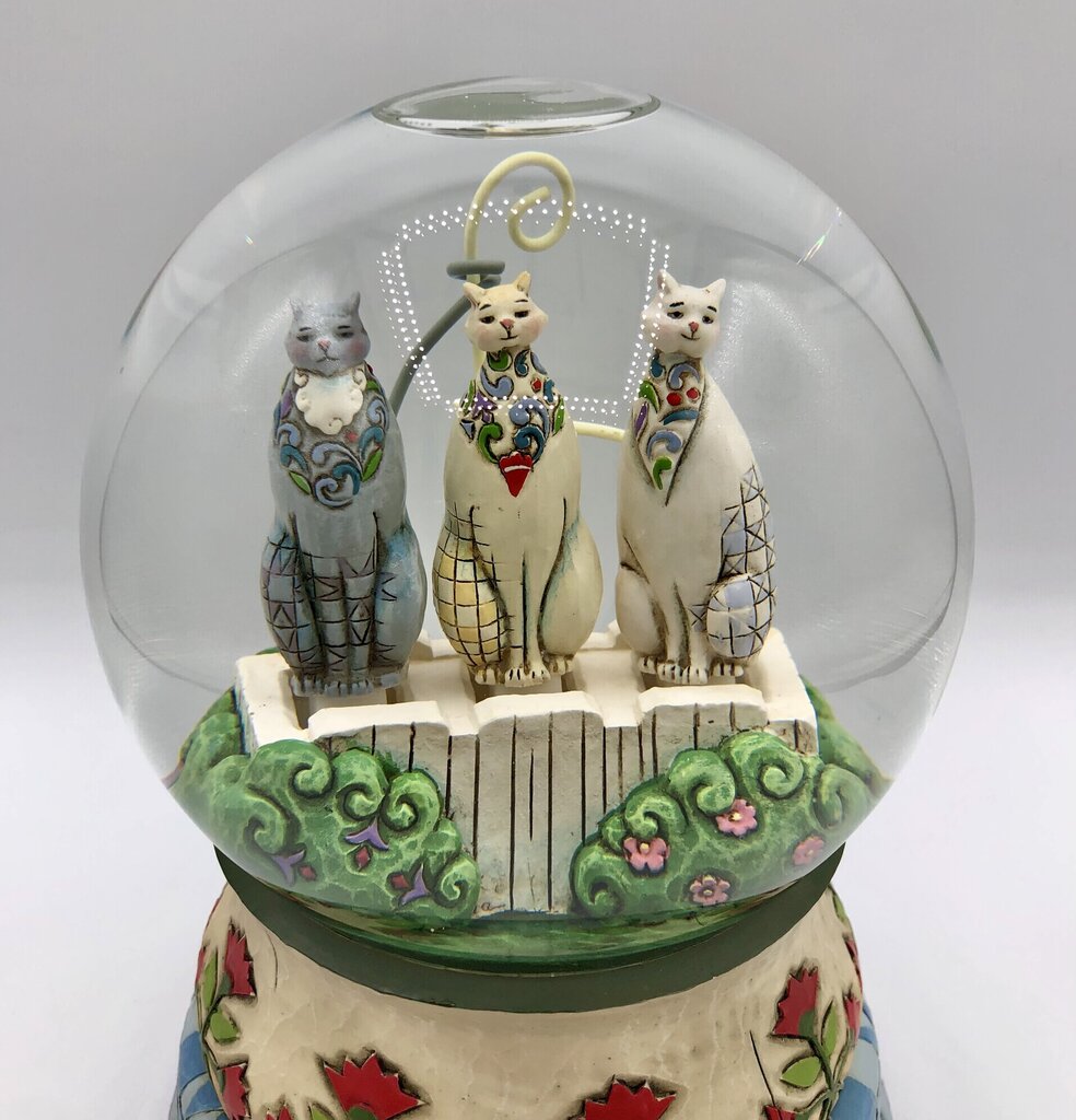 2008 Jim Shore “Kittens on the Fence” Musical Globe /b