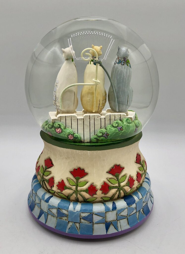 2008 Jim Shore “Kittens on the Fence” Musical Globe /b