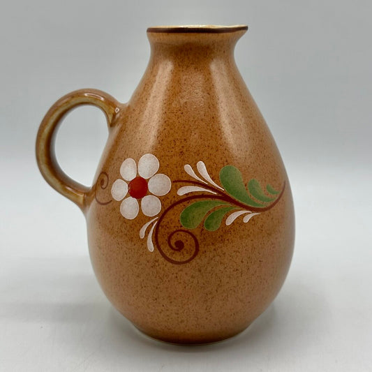 Vintage VEB Torgau POLDI Stoneware 5 1/2 Inch Floral Pitcher/Vase 1970s East Germany /cb
