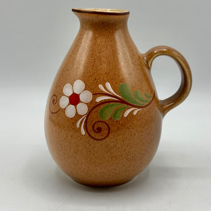 Vintage VEB Torgau POLDI Stoneware 5 1/2 Inch Floral Pitcher/Vase 1970s East Germany /cb
