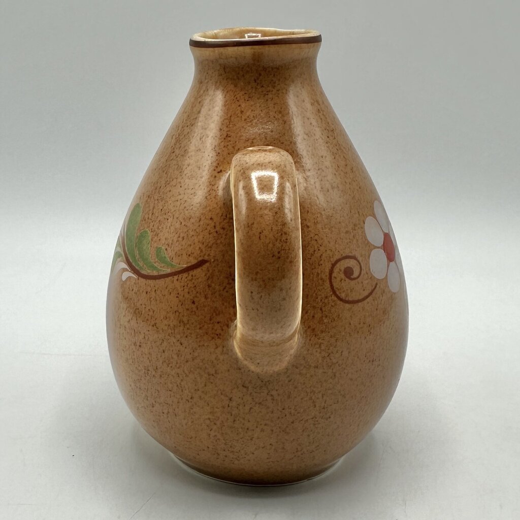 Vintage VEB Torgau POLDI Stoneware 5 1/2 Inch Floral Pitcher/Vase 1970s East Germany /cb