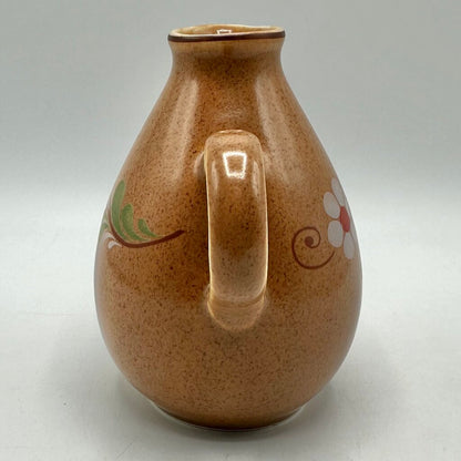 Vintage VEB Torgau POLDI Stoneware 5 1/2 Inch Floral Pitcher/Vase 1970s East Germany /cb