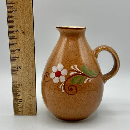 Vintage VEB Torgau POLDI Stoneware 5 1/2 Inch Floral Pitcher/Vase 1970s East Germany /cb