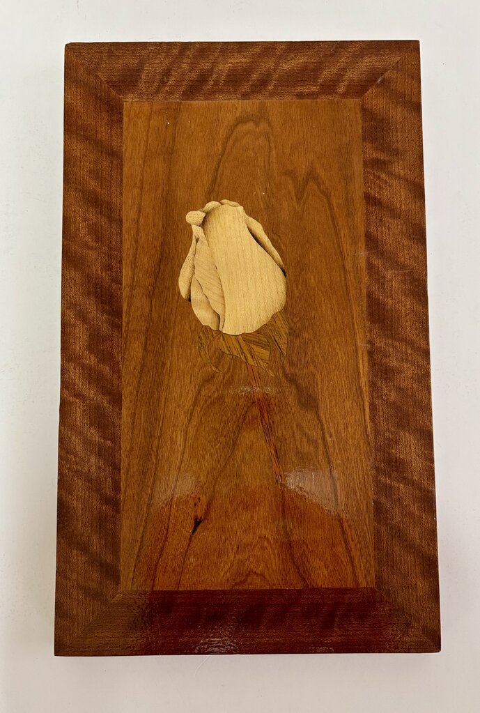 Inlay Marquetry Rose Plaque by Charles Bingham /j