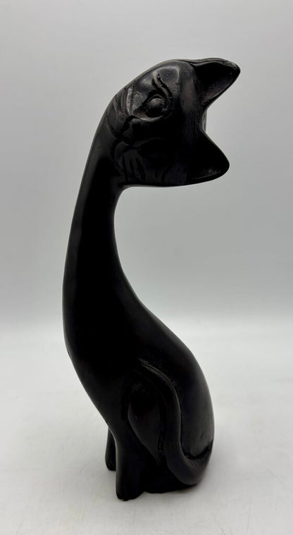 Charming Carved Ironwood MCM Cat /j