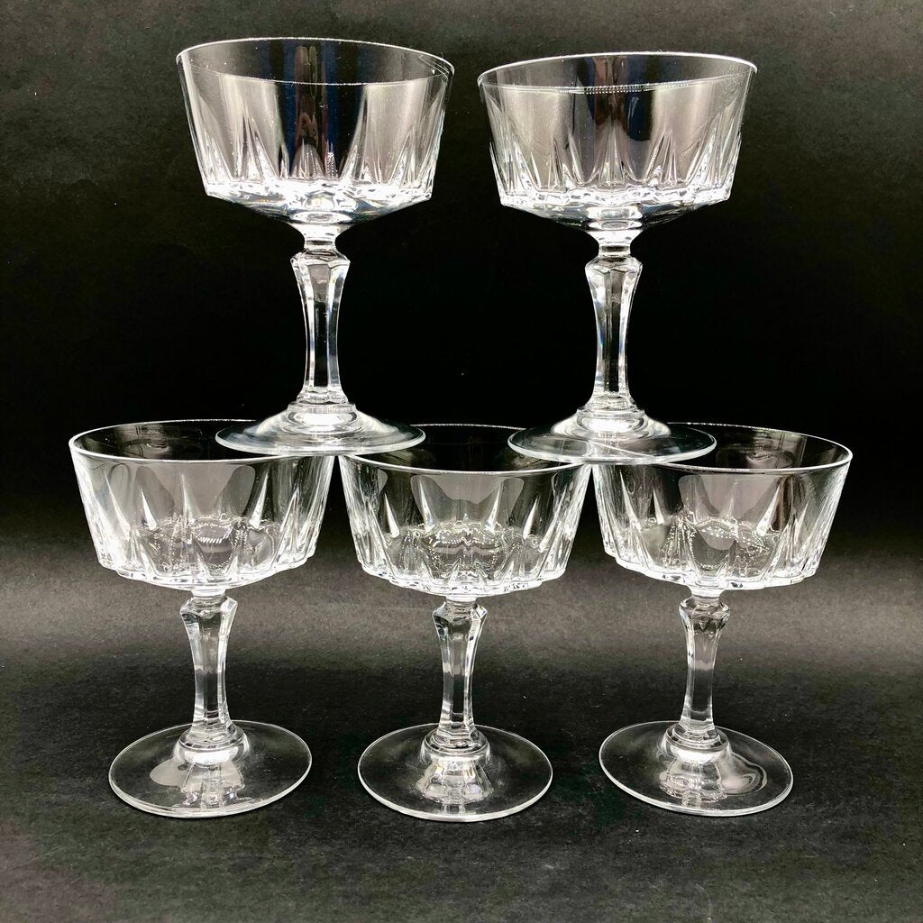 5pc Cristal D’Arques Durand St Germain Champagne/ Serbet Glasses /b