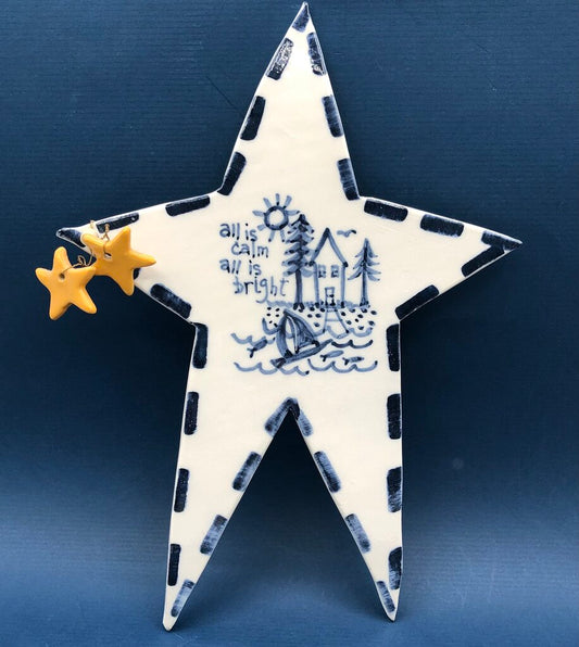 Vintage Gritter & Van Noord Whimsical Pottery Star Wall Tile /b
