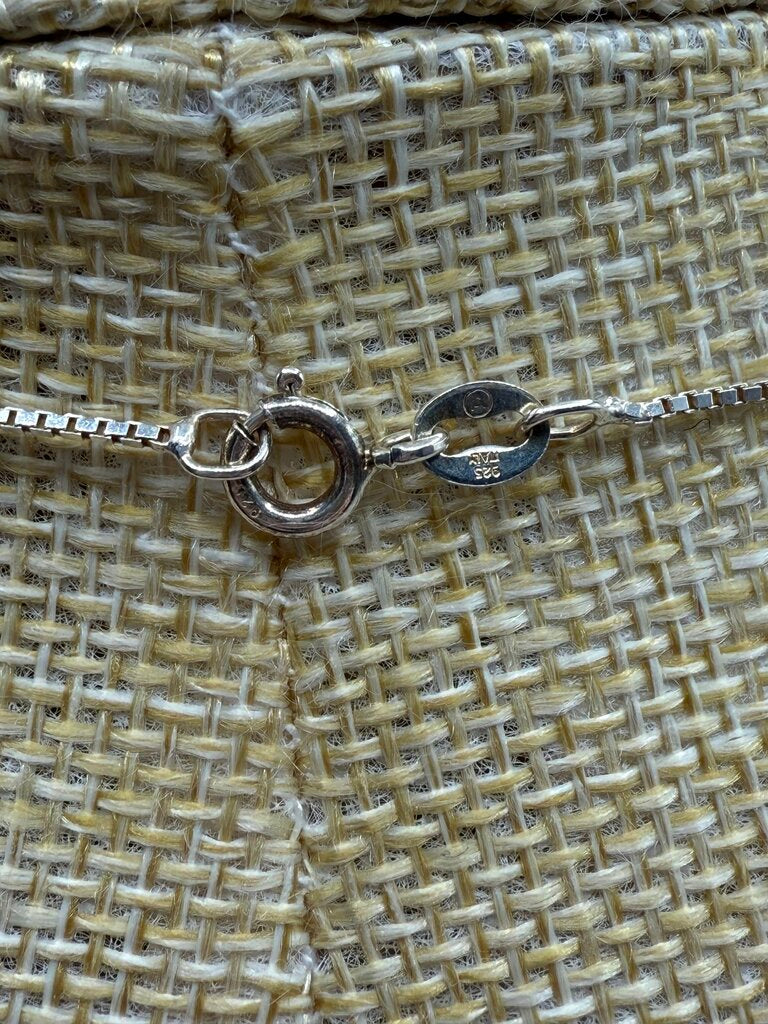 Sterling Silver Box 24” Chain Necklace Marcasite Garnet Heart Locket /ro