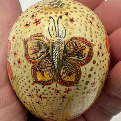 Set Of 3 Vintage Hand Painted Wooden Easter Eggs Eastern European Folk Art /cb