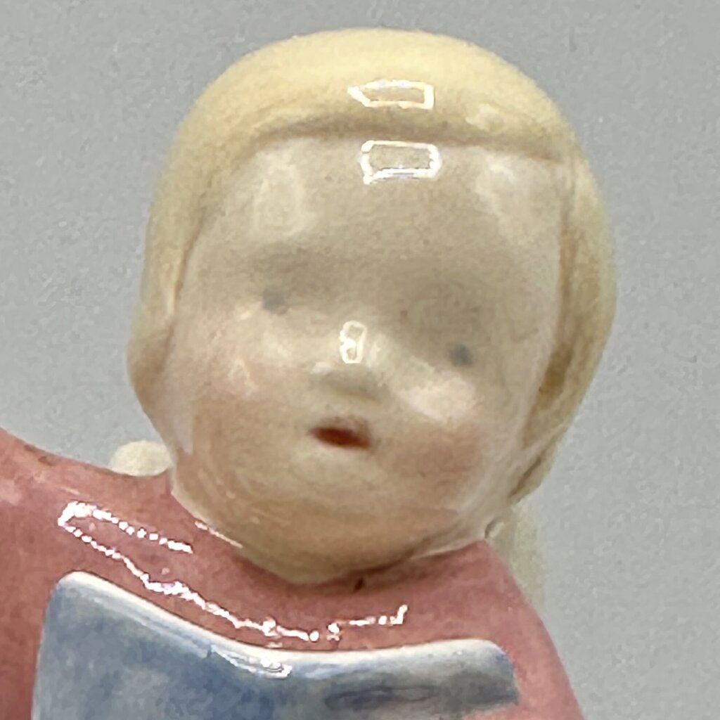 Vintage Gabriel Fourmaintraux Desvres France 3.5” Earthenware Pink Singing Angel /cb