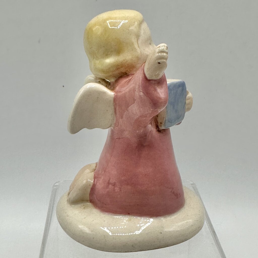 Vintage Gabriel Fourmaintraux Desvres France 3.5” Earthenware Pink Singing Angel /cb